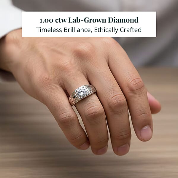 Shop Lc Luxuriant Lab Grown Diamond Men's Ring In 950 Palladium 1.00 Ctw