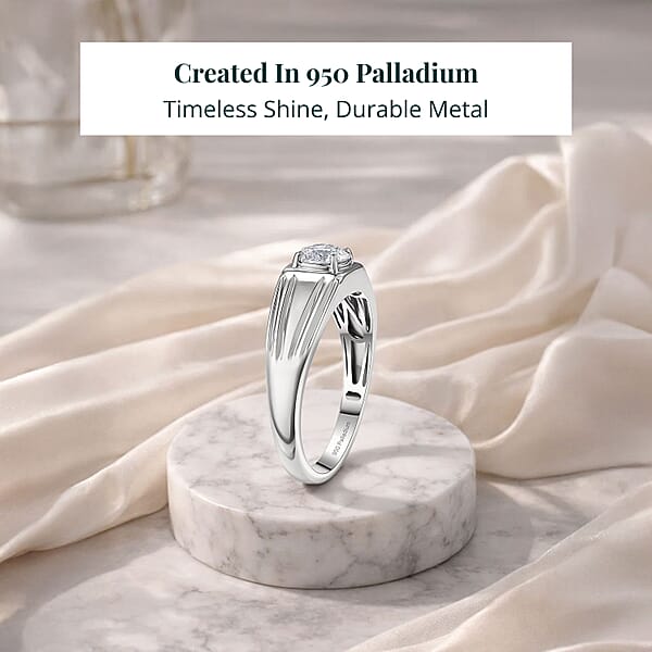 Shop Lc Luxuriant Lab Grown Diamond Men's Ring In 950 Palladium 1.00 Ctw