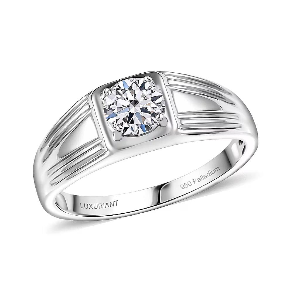 shop lc Luxuriant Lab Grown Diamond Men's Ring in 950 Palladium 1.00 ctw