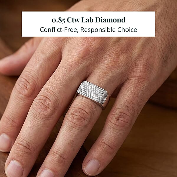 Shop Lc Luxuriant Lab Grown Diamond Men's Ring In Rhodium Over Sterling Silver 0.85 Ctw (G-H SI)