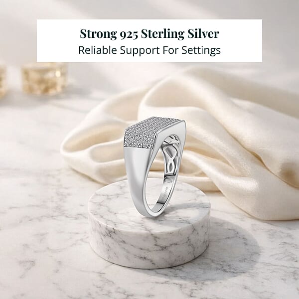 Shop Lc Luxuriant Lab Grown Diamond Men's Ring In Rhodium Over Sterling Silver 0.85 Ctw (G-H SI)