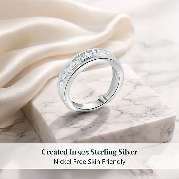 Shop Lc Luxuriant Lab Grown Diamond Men's Ring In Sterling Silver 1.00 Ctw