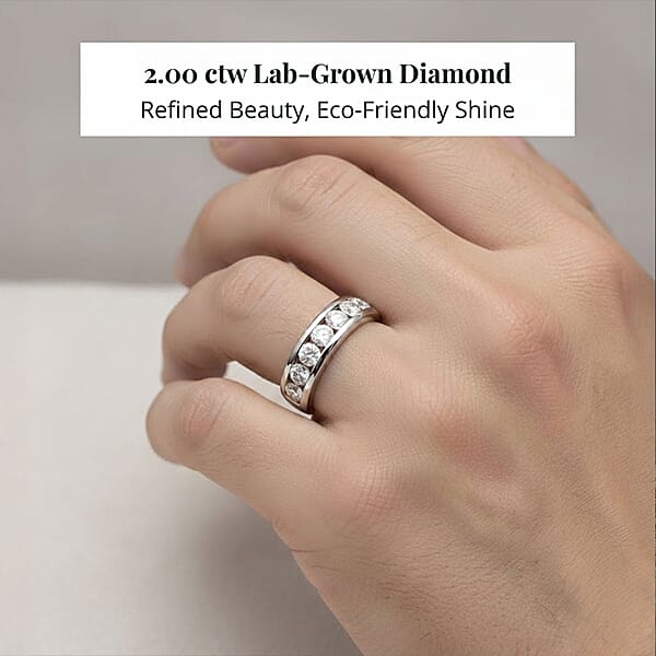 Shop Lc Luxuriant Lab Grown Diamond Men's Ring In Sterling Silver 2.00 Ctw