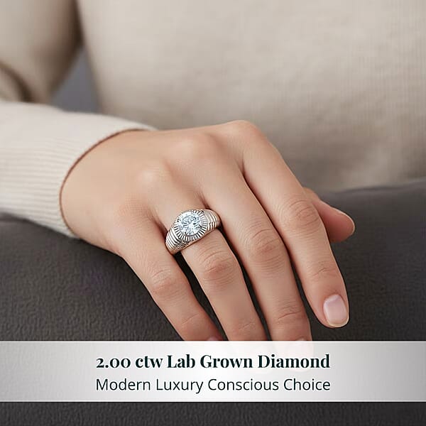 Shop Lc Luxuriant Lab Grown Diamond Men's Ring In Sterling Silver 2.00 Ctw