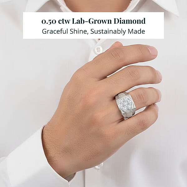 Shop Lc Luxuriant Lab Grown Diamond Men's Ring In Sterling Silver 0.50 Ctw