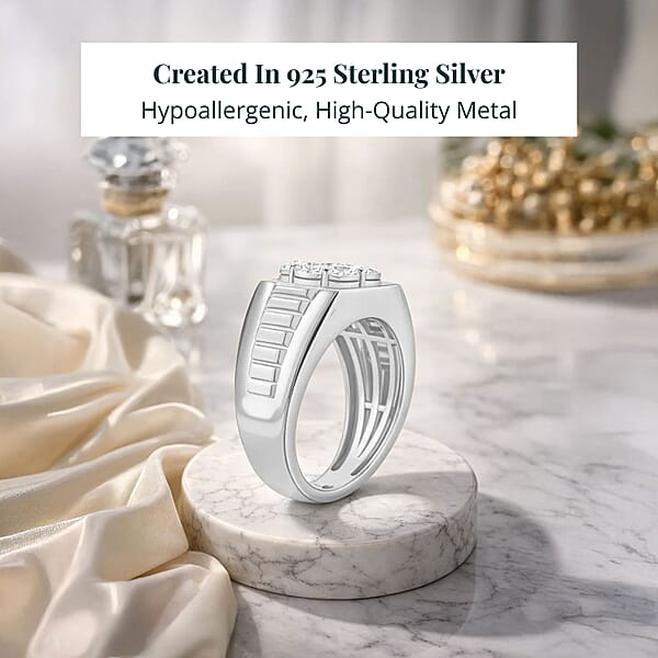 Shop Lc Luxuriant Lab Grown Diamond Men's Ring In Sterling Silver 0.50 Ctw