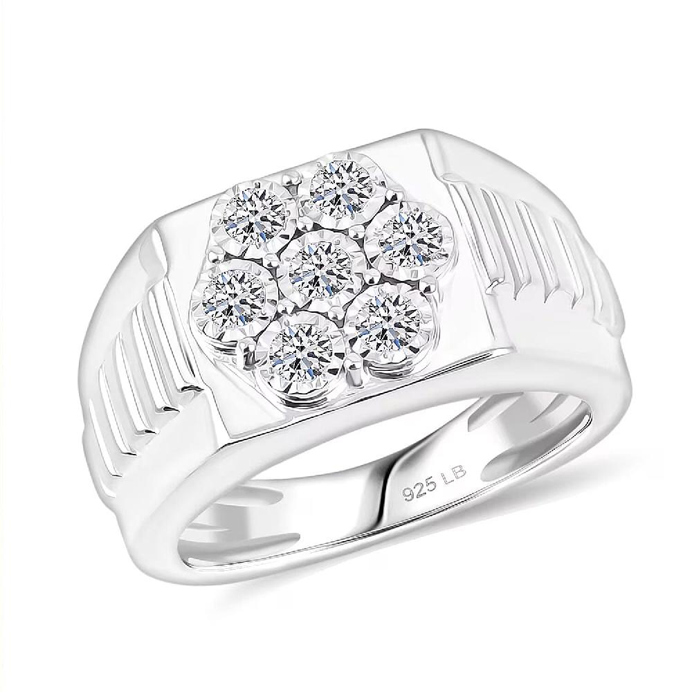 shop lc Luxuriant Lab Grown Diamond Men's Ring in Sterling Silver 0.50 ctw