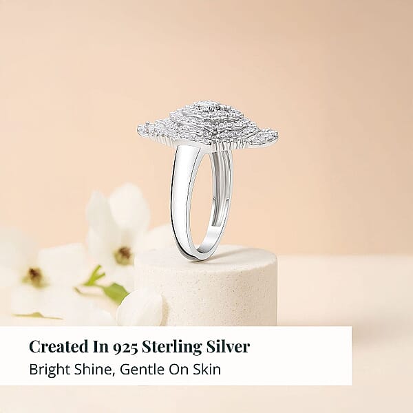 Shop Lc Luxuriant Lab Grown Diamond Mosaic Art Ring In Rhodium Over Sterling Silver 1.00 Ctw