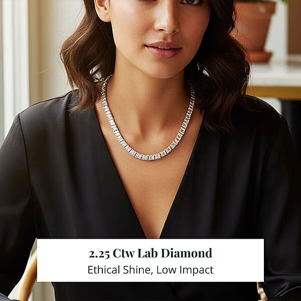 Shop Lc Luxuriant Lab Grown Diamond Necklace In Rhodium Over Sterling Silver 5.00 Ctw (18 Inches)