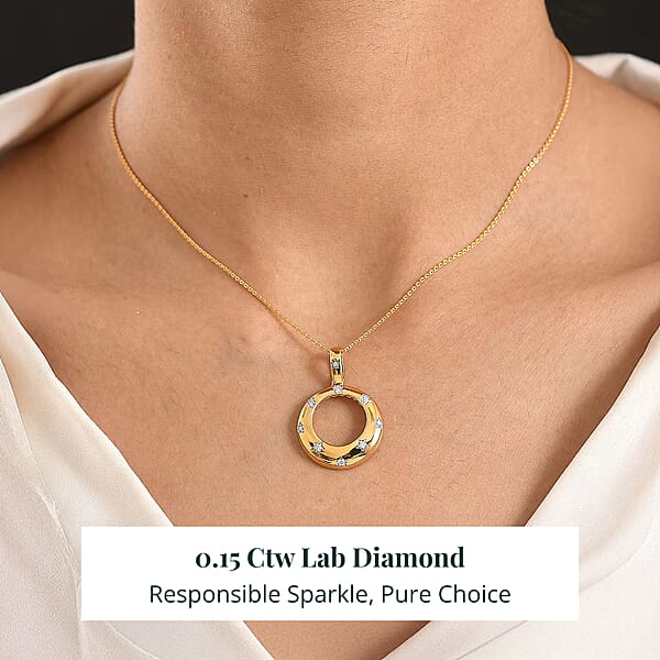 Shop Lc Luxuriant Lab Grown Diamond Pendant Necklace In 18K Vermeil YG Over Sterling Silver 0.15 Ctw (20 Inches)