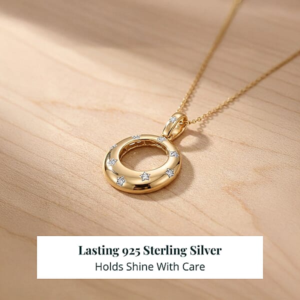 Shop Lc Luxuriant Lab Grown Diamond Pendant Necklace In 18K Vermeil YG Over Sterling Silver 0.15 Ctw (20 Inches)