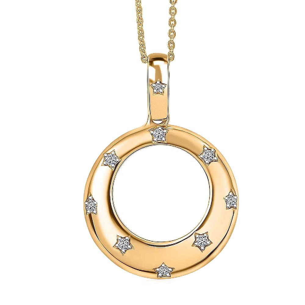 shop lc Luxuriant Lab Grown Diamond Pendant Necklace in 18K Vermeil YG Over Sterling Silver 0.15 ctw (20 Inches)