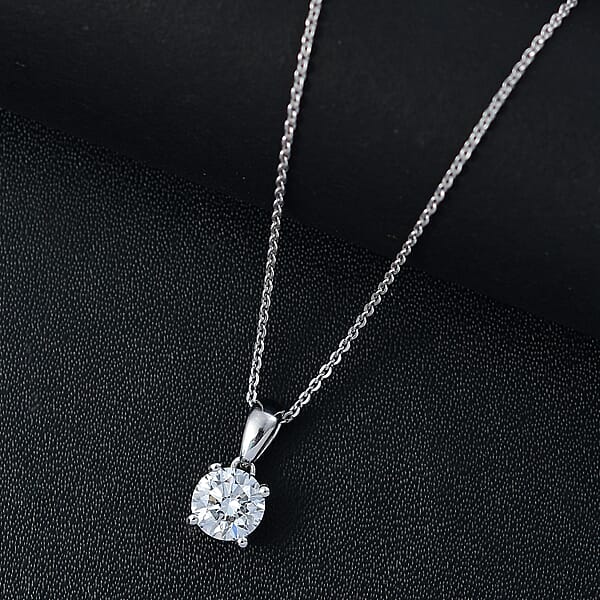 Shop Lc Luxuriant Lab Grown Diamond Pendant Necklace In Rhodium Over Sterling Silver 1.10 Ctw (E-F VS) (20 Inches)