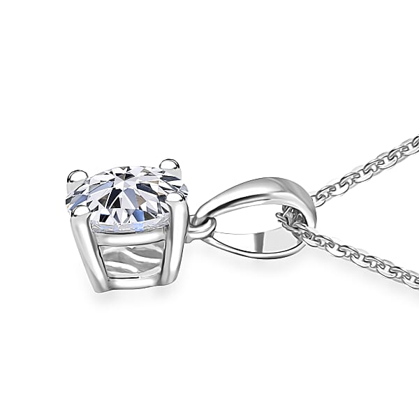 Shop Lc Luxuriant Lab Grown Diamond Pendant Necklace In Rhodium Over Sterling Silver 1.10 Ctw (E-F VS) (20 Inches)