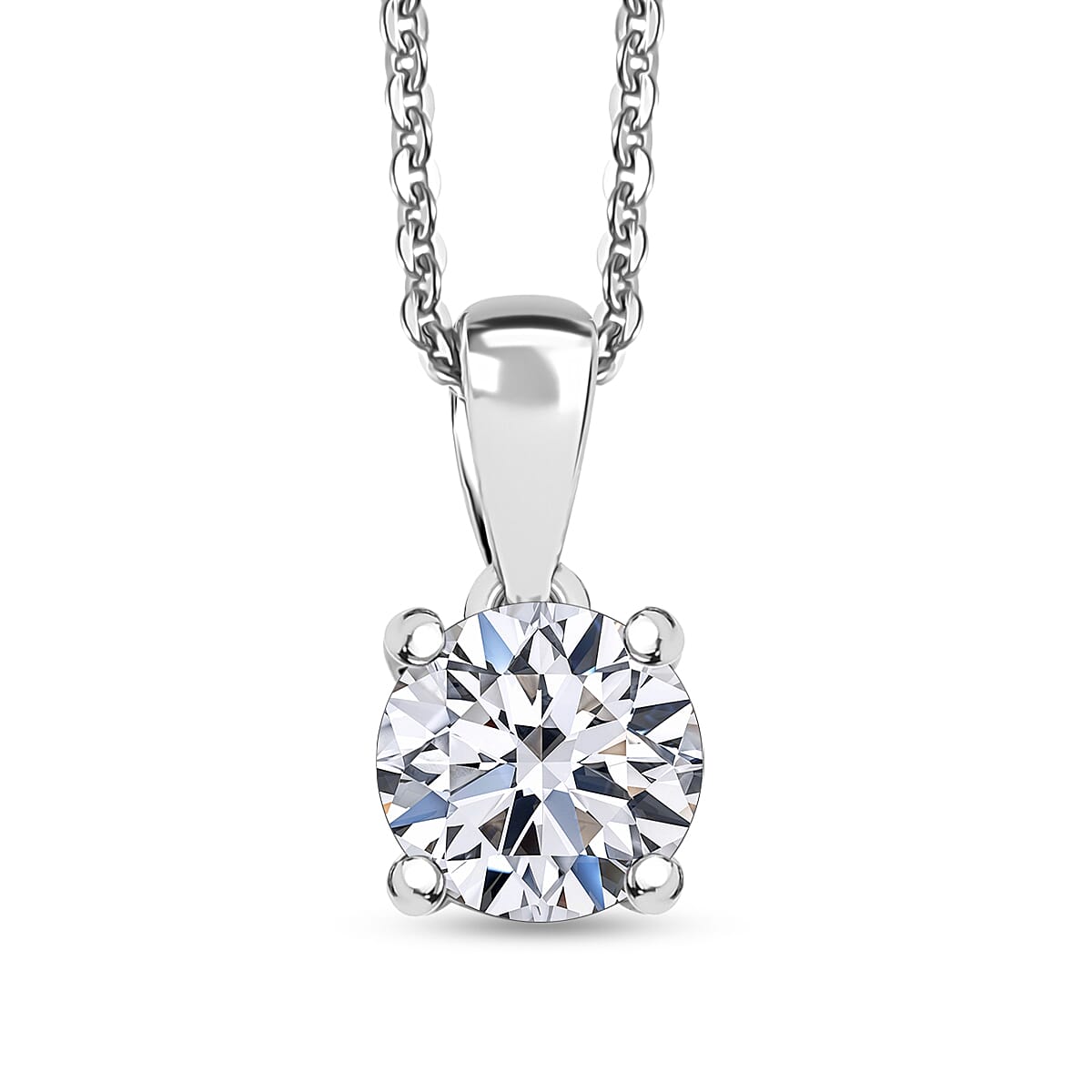 shop lc Luxuriant Lab Grown Diamond Pendant Necklace in Rhodium Over Sterling Silver 1.10 ctw (E-F VS) (20 Inches)