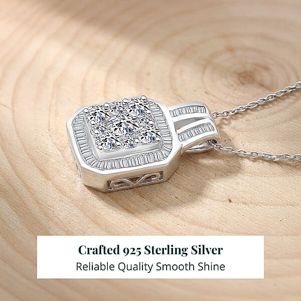 Shop Lc Luxuriant Lab Grown Diamond Pendant Necklace In Rhodium Over Sterling Silver 2.00 Ctw (20 Inches)