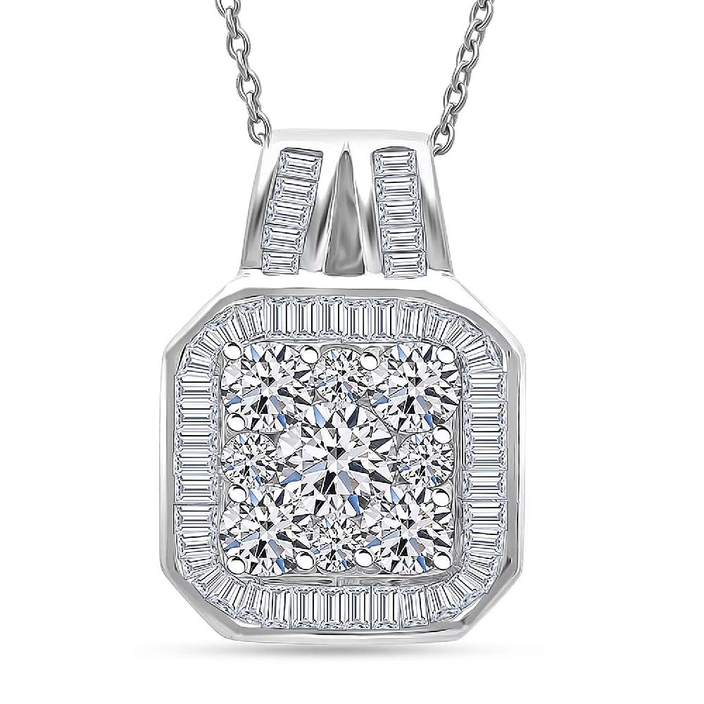 shop lc Luxuriant Lab Grown Diamond Pendant Necklace in Rhodium Over Sterling Silver 2.00 ctw (20 Inches)