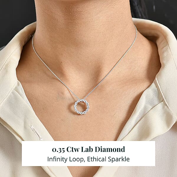 Shop Lc Luxuriant Lab Grown Diamond Pendant Necklace In Rhodium Over Sterling Silver 0.35 Ctw (20 Inches)