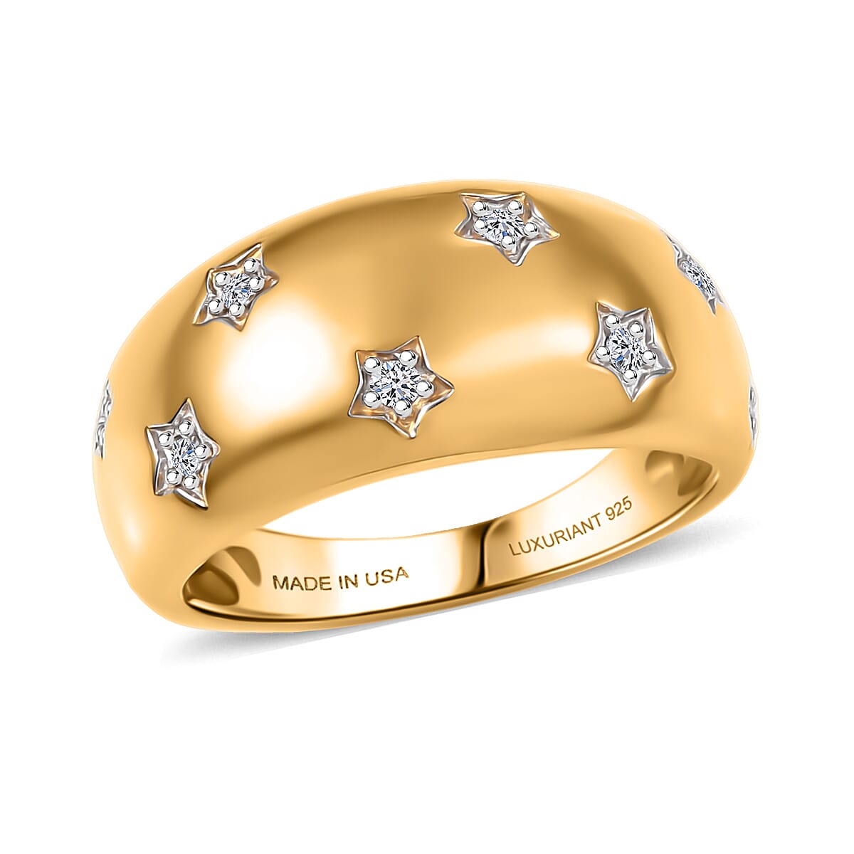 shop lc Luxuriant Lab Grown Diamond Ring in 14K Vermeil YG Over Sterling Silver 0.20 ctw
