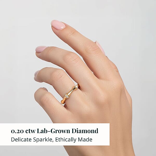 Shop Lc Luxuriant Lab Grown Diamond Ring In 18K Vermeil YG Over Sterling Silver 0.20 Ctw (G-H SI)