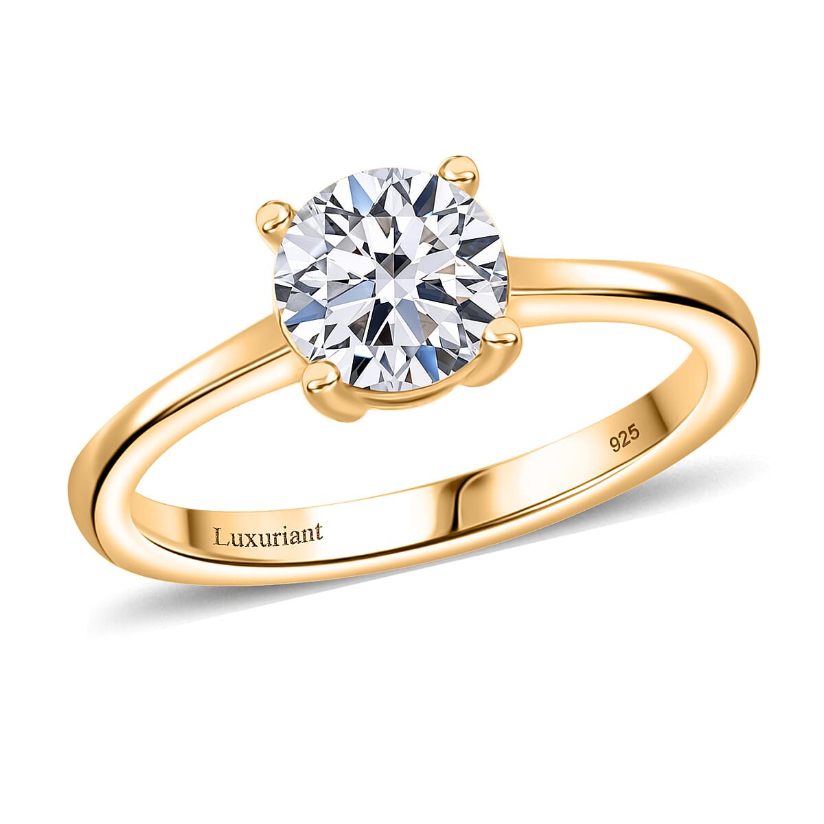 shop lc Luxuriant Lab Grown Diamond Ring in 18K Vermeil YG Over Sterling Silver 1.10 ctw