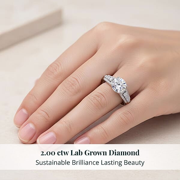Shop Lc Luxuriant Lab Grown Diamond Ring In Rhodium Over Sterling Silver 2.00 Ctw