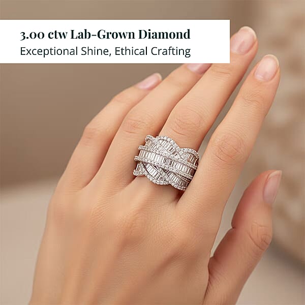 Shop Lc Luxuriant Lab Grown Diamond Ring In Rhodium Over Sterling Silver 3.00 Ctw