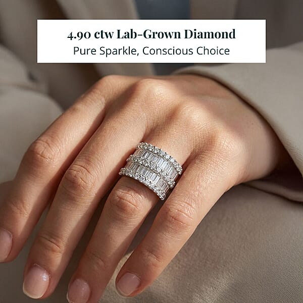 Shop Lc Luxuriant Lab Grown Diamond Ring In Sterling Silver 4.90 Ctw