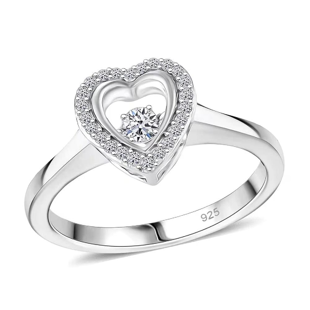 shop lc Luxuriant Lab Grown Diamond SI 0.20 ctw Heart Dancing Ring in Rhodium Over Sterling Silver