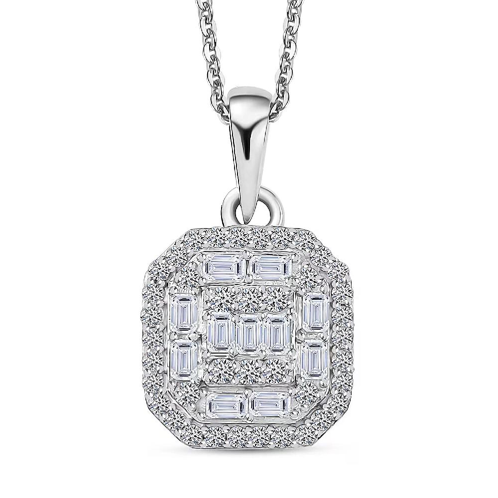 shop lc Luxuriant Lab Grown Diamond SI 0.50 ctw Art Deco Pendant Necklace 20 Inches in Rhodium Over Sterling Silver