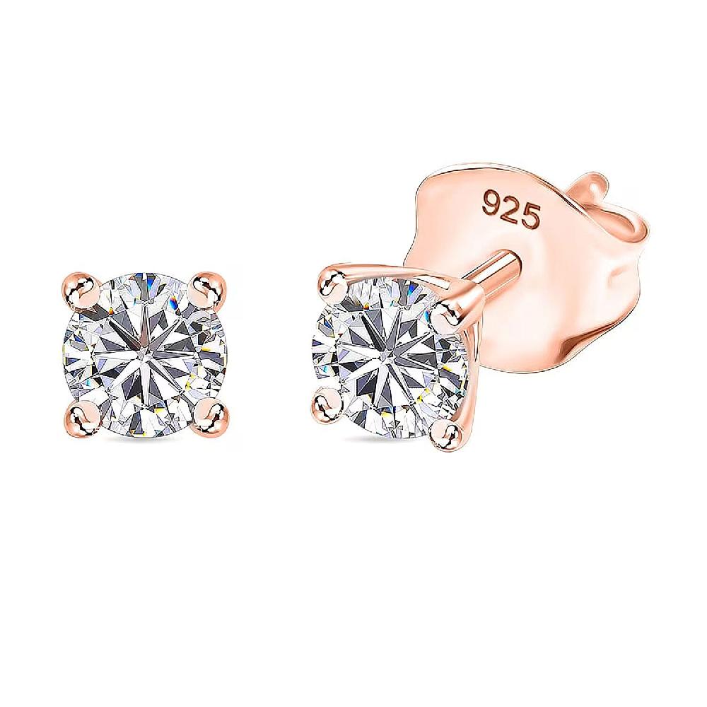 shop lc Luxuriant Lab Grown Diamond SI 0.50 ctw Solitaire Stud Earrings in 18K Vermeil Rose Gold Over Sterling Silver