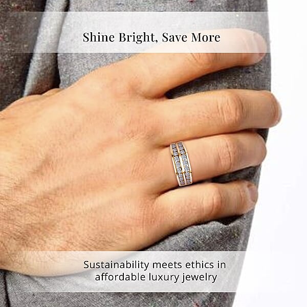 Shop Lc Luxuriant Lab Grown Diamond SI 2.00 Ctw Men's Ring In 18K Vermeil Yellow Gold Over Sterling Silver (Del. In 12-15 Days)