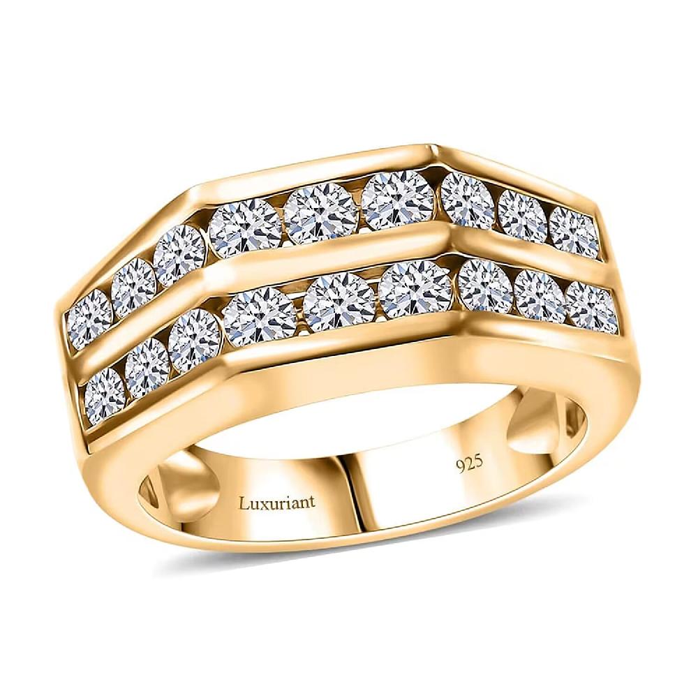 shop lc Luxuriant Lab Grown Diamond SI 2.00 ctw Men's Ring in 18K Vermeil Yellow Gold Over Sterling Silver (Del. in 12-15 Days)
