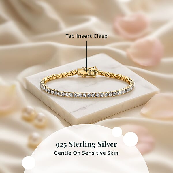 Shop Lc Luxuriant Lab Grown Diamond SI 4.70 Ctw Tennis Bracelet In 18K Vermeil Yellow Gold Over Sterling Silver (8.00 In)