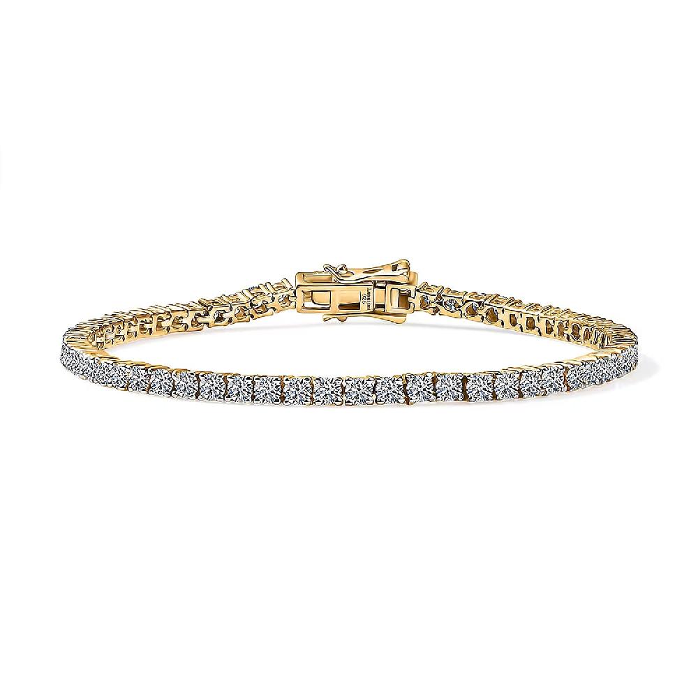 shop lc Luxuriant Lab Grown Diamond SI 4.70 ctw Tennis Bracelet in 18K Vermeil Yellow Gold Over Sterling Silver (8.00 In)