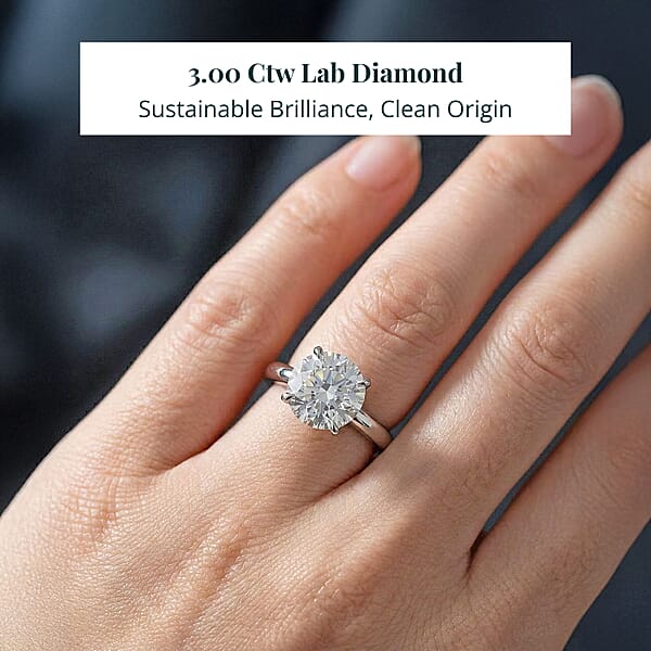 Shop Lc Luxuriant Lab Grown Diamond Solitaire Ring In 14K White Gold 3.00 Ctw