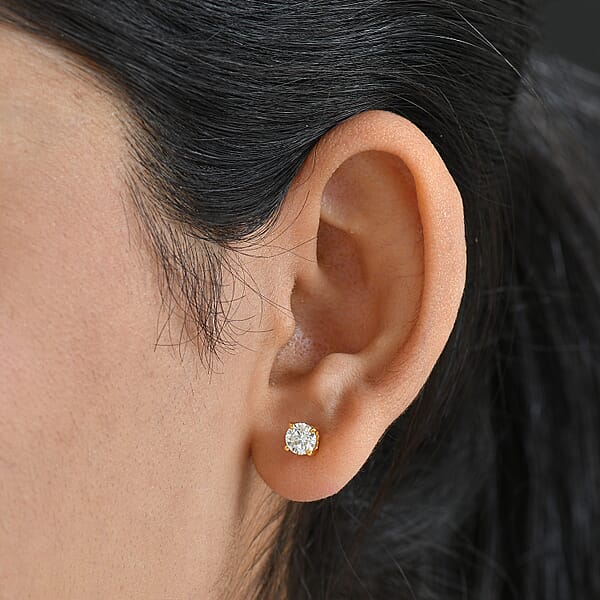 Shop Lc Luxuriant Lab Grown Diamond Stud Earrings In 18K Vermeil YG Over Sterling Silver 1.10 Ctw
