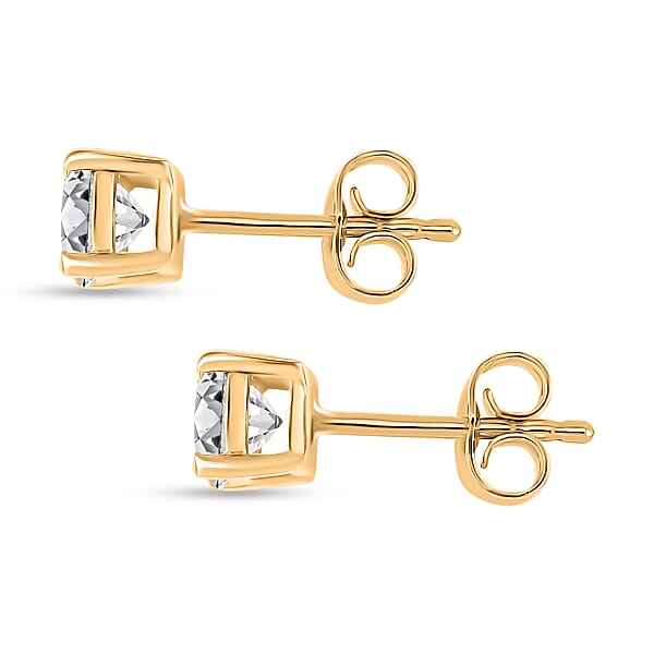 Shop Lc Luxuriant Lab Grown Diamond Stud Earrings In 18K Vermeil YG Over Sterling Silver 1.10 Ctw