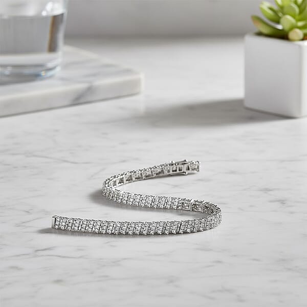 Shop Lc Luxuriant Lab Grown Diamond Tennis Bracelet In Rhodium Over Sterling Silver 5.00 Ctw (7.25 Inches) (G-H SI)