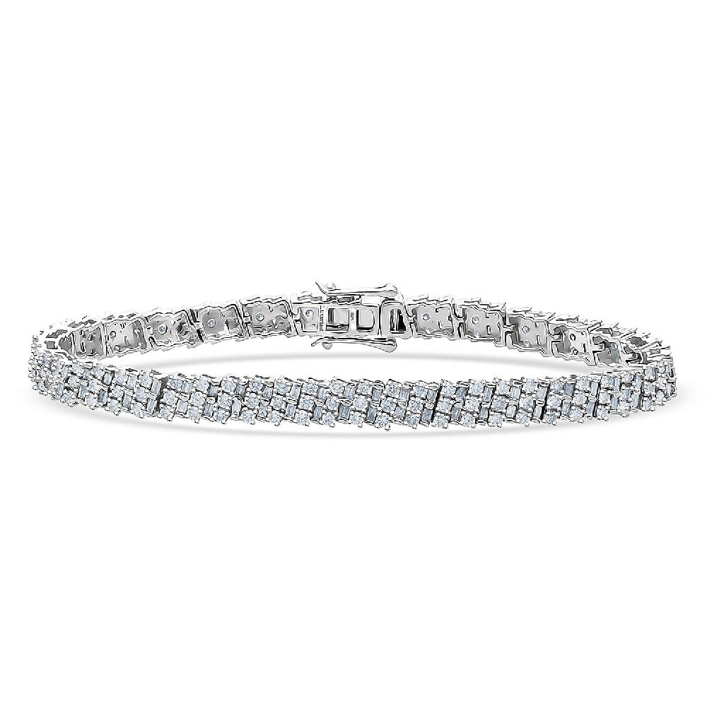 shop lc Luxuriant Lab Grown Diamond Tennis Bracelet in Rhodium Over Sterling Silver 5.00 ctw (7.25 Inches) (G-H SI)