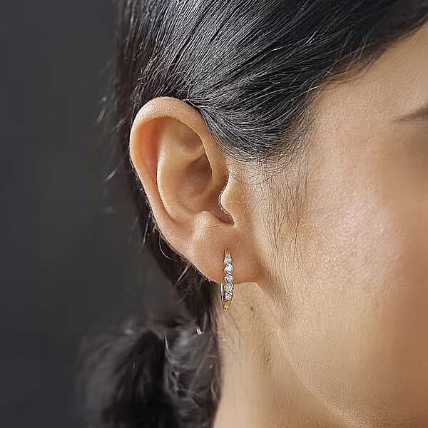 Shop Lc Luxuriant Lab Grown Diamond VS 0.30 Ctw Earrings In 18K Vermeil Yellow Gold Over Sterling Silver