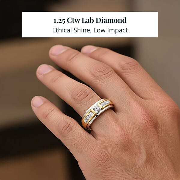 Shop Lc Luxuriant Lab Grown Diamond VS 1.25 Ctw Men's Ring In 10K White And Yellow Gold 7 Grams