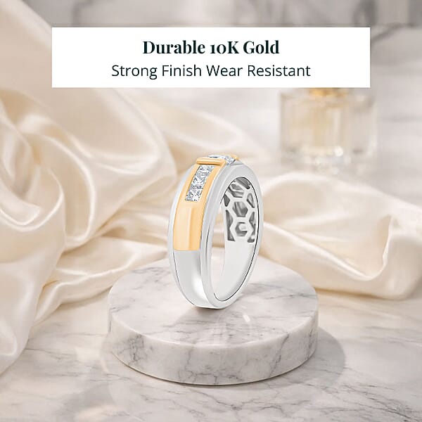 Shop Lc Luxuriant Lab Grown Diamond VS 1.25 Ctw Men's Ring In 10K White And Yellow Gold 7 Grams