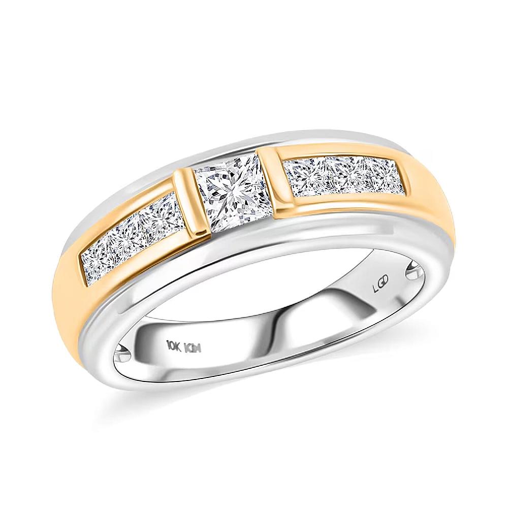 shop lc Luxuriant Lab Grown Diamond VS 1.25 ctw Men's Ring in 10K White and Yellow Gold 7 Grams