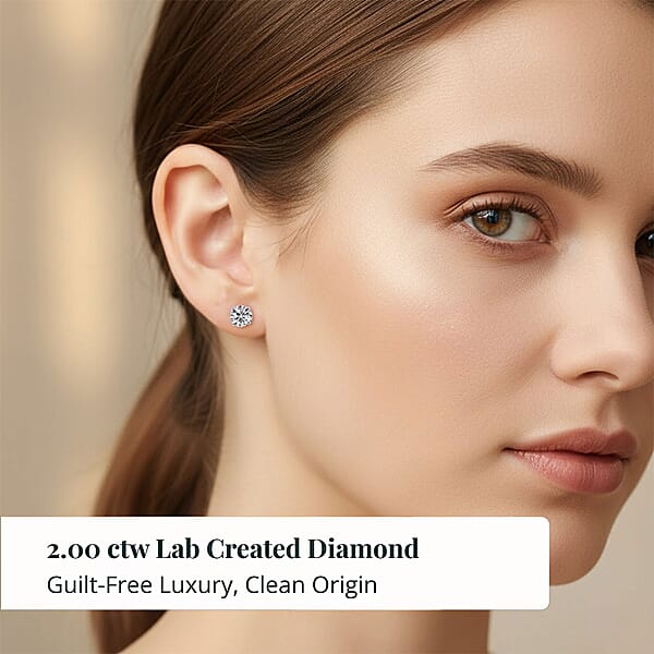 Shop Lc Luxuriant Lab Grown Diamond VS 2.00 Ctw Stud Earrings In 14K White Gold
