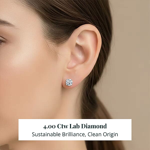 Shop Lc Luxuriant Lab Grown Diamond VS 4.00 Ctw Stud Luxe Earrings In 14K White Gold