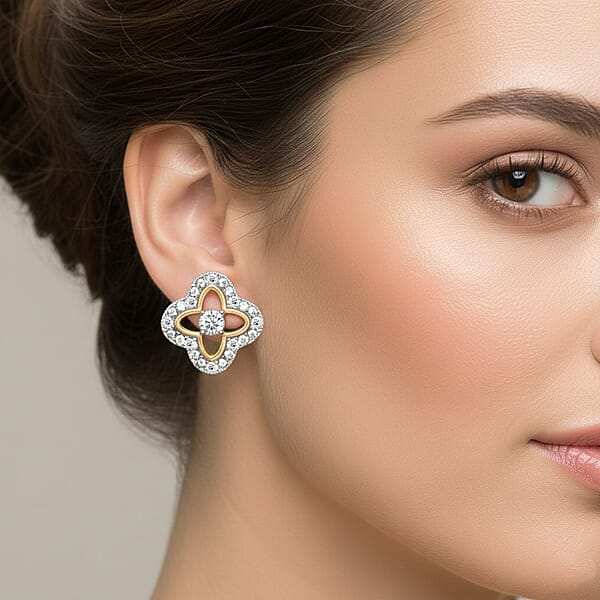Shop Lc Luxuriant Lab Grown Diamond VS-SI 0.75 Ctw Earrings In 14K Yellow Gold Over And Sterling Silver