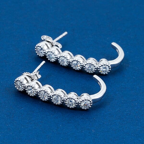 Shop Lc Luxuriant Lab Grown Diamond VS-SI 0.75 Ctw Hoop Earrings In Sterling Silver