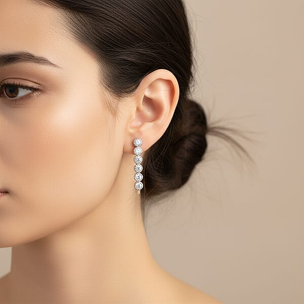 Shop Lc Luxuriant Lab Grown Diamond VS-SI 0.75 Ctw Hoop Earrings In Sterling Silver
