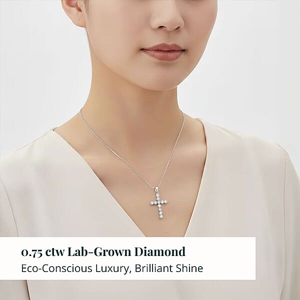 Shop Lc Luxuriant Lab Grown Diamond VS-SI 0.75 Ctw Pendant Necklace In Sterling Silver 16-18 Inches